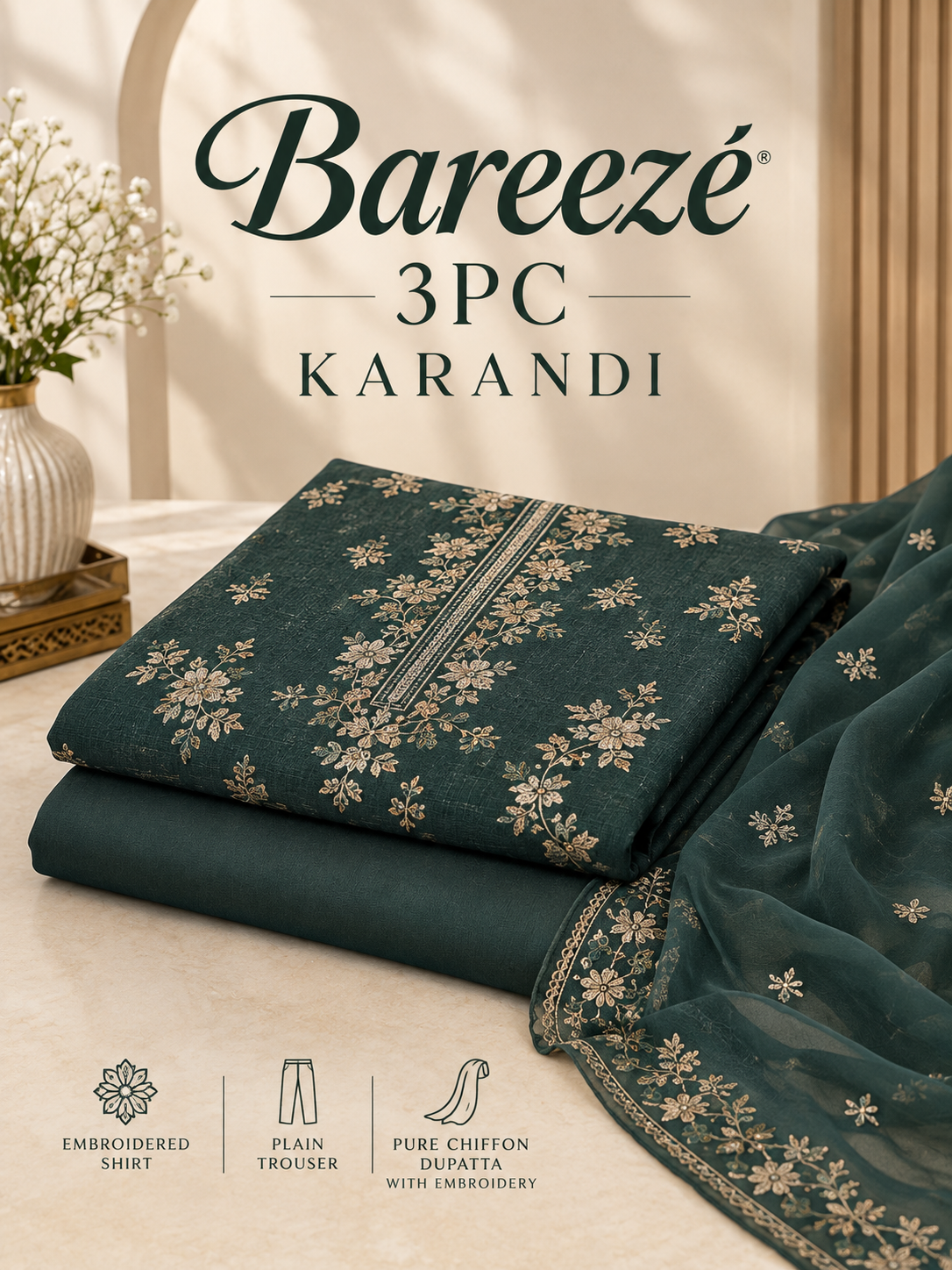 Bareeze 3PC Karandi Unstitched Suits Collection - Khattak Fabrics