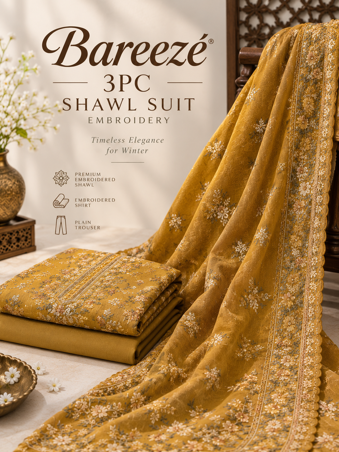 Bareeze 3PC Karandi Shawl Suit Collection - Khattak Fabrics