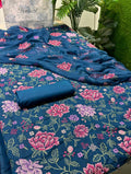 Bareeze Karandi 3PC Suit in Blue with Pure Crinkle Chiffon Dupatta - Unstitched Pakistani Winter Suit