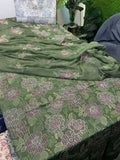 Bareeze Karandi 3PC Suit Green - Unstitched Embroidered Shirt with Chiffon Dupatta