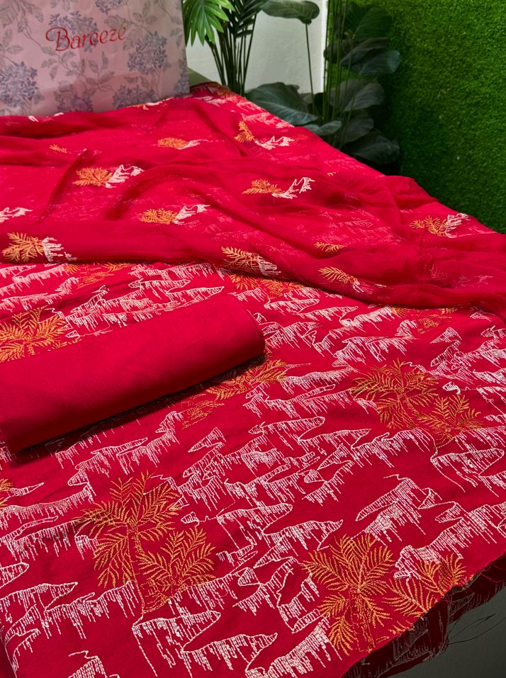 Bareeze Karandi 3PC Suit - Red