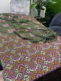 Bareeze Karandi 3PC Suit in Green with Embroidered Shirt, Pure Crinkle Chiffon Dupatta, and trouser.