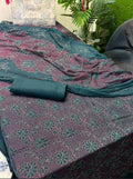 Bareeze Karandi 3PC Suit in Zinc color with embroidered shirt and pure crinkle chiffon dupatta 