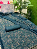 Bareeze Karandi 3PC Suit in Zinc with Pure Crinkle Chiffon Dupatta by Khattak Fabrics