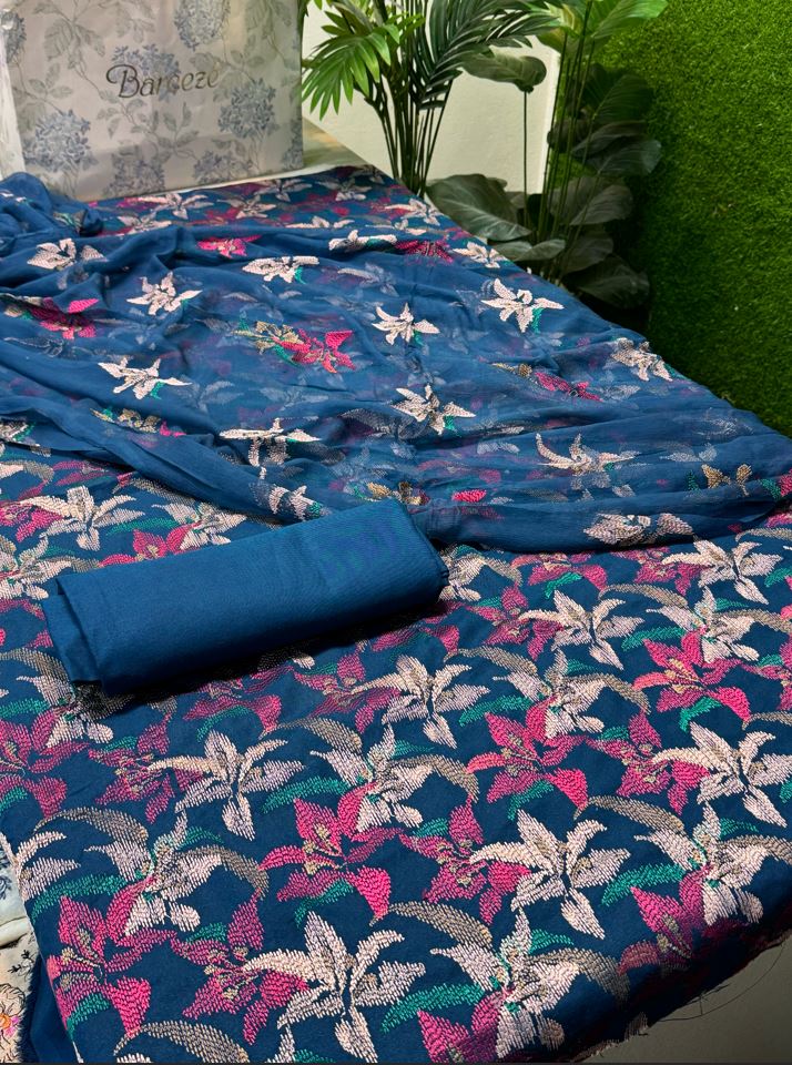 Bareeze Karandi 3PC Suit - Blue