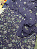 Bareeze Karandi 3pc Suit - Dark Blue