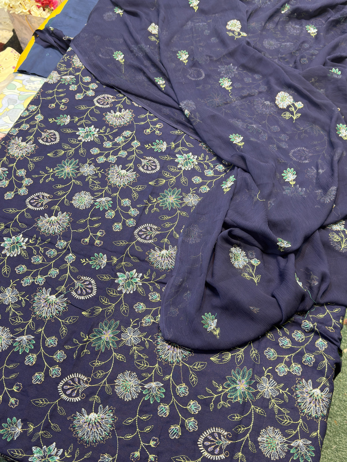 Bareeze Karandi 3pc Suit - Dark Blue