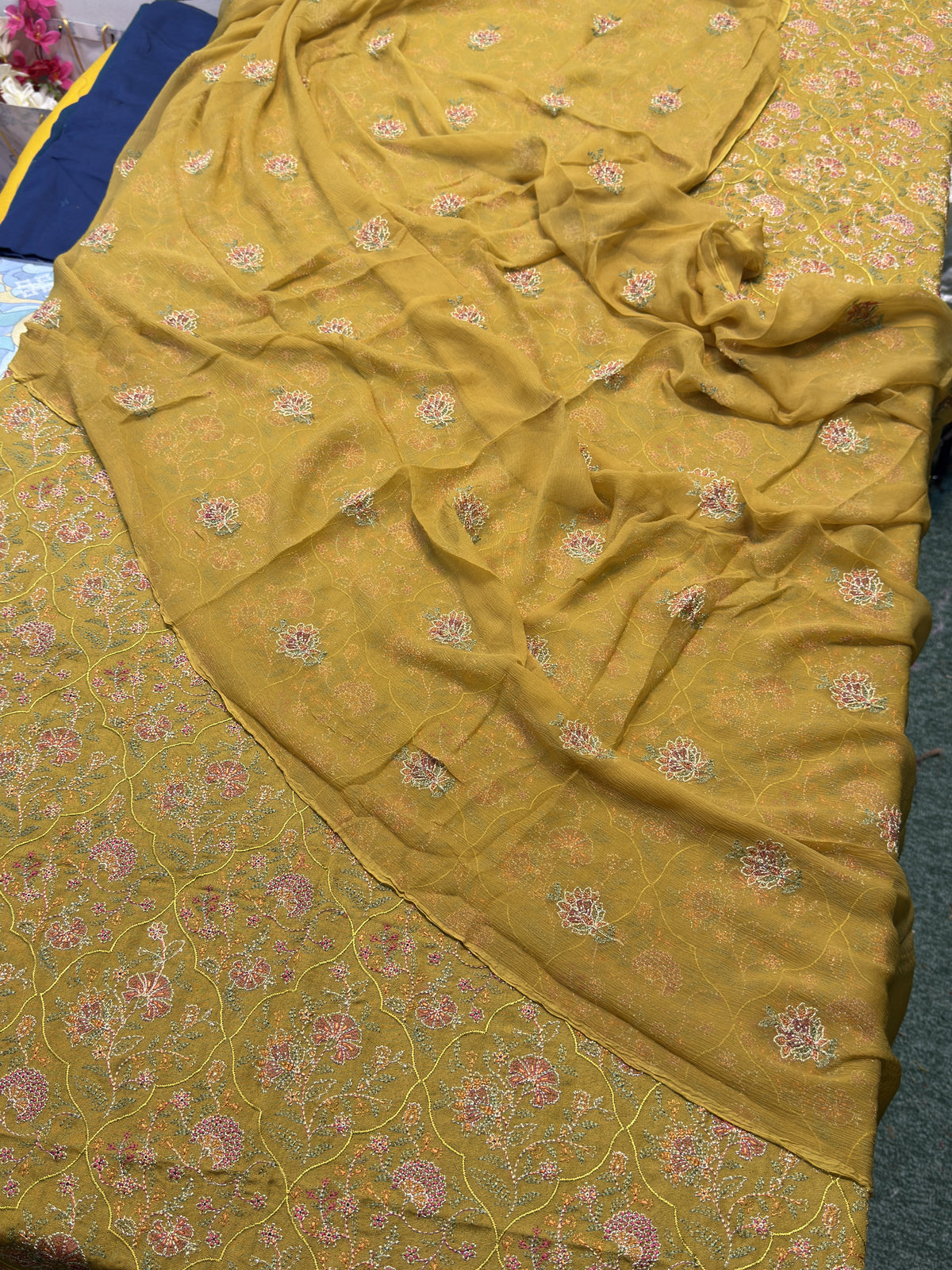 Bareeze 3PC Karandi Suit - Mustard Gold