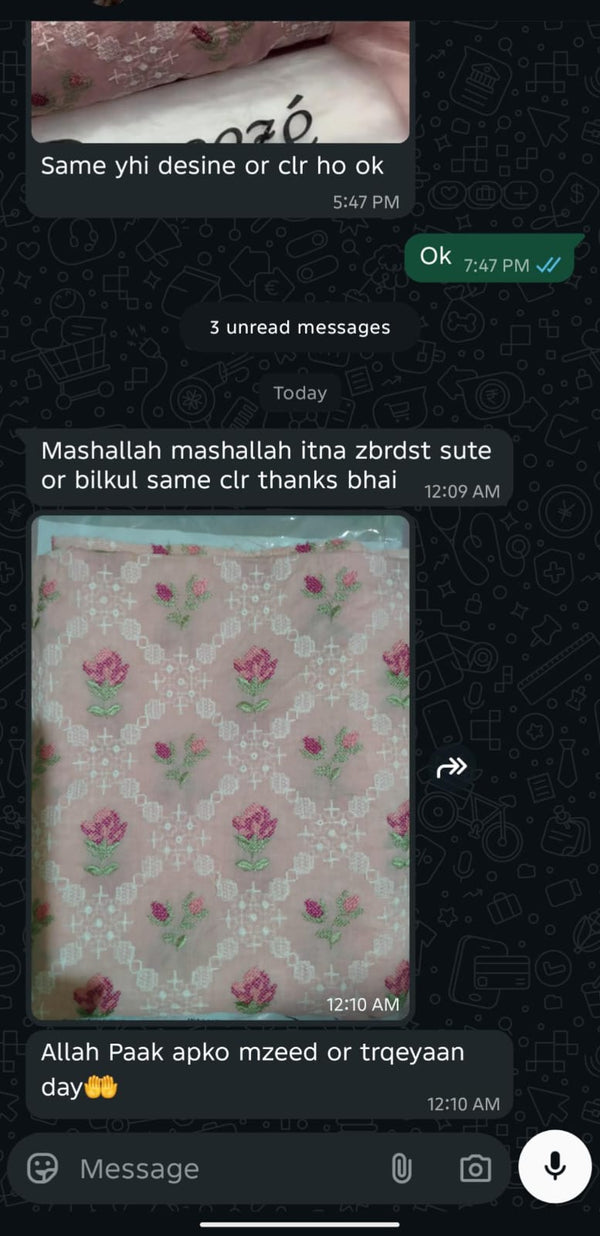 Customer feedback screenshot