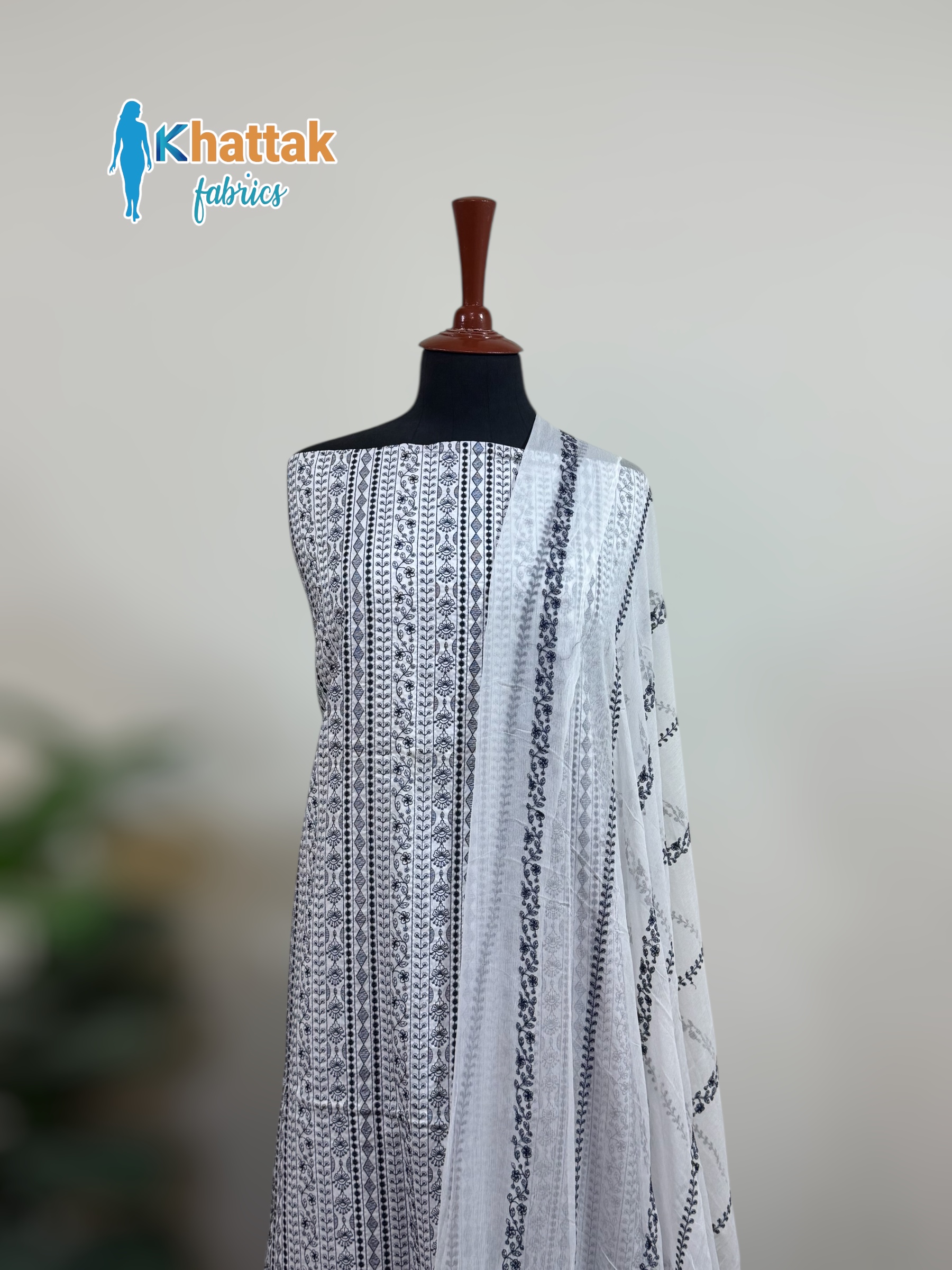 Lawn – 3PC KF-001 Printed Lawn Suit Lawn 3PC KF-001 printed lawn suit by Khattak Fabrics