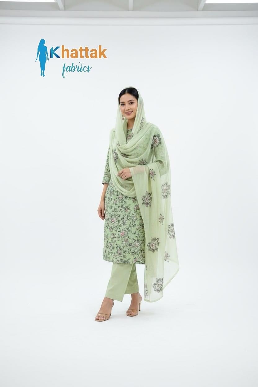 Pastel Green Floral Embroidered Karandi 3-Piece Suit – Khattak Fabrics Winter 2025 Pastel green floral embroidered Karandi 3-piece suit by Khattak Fabrics