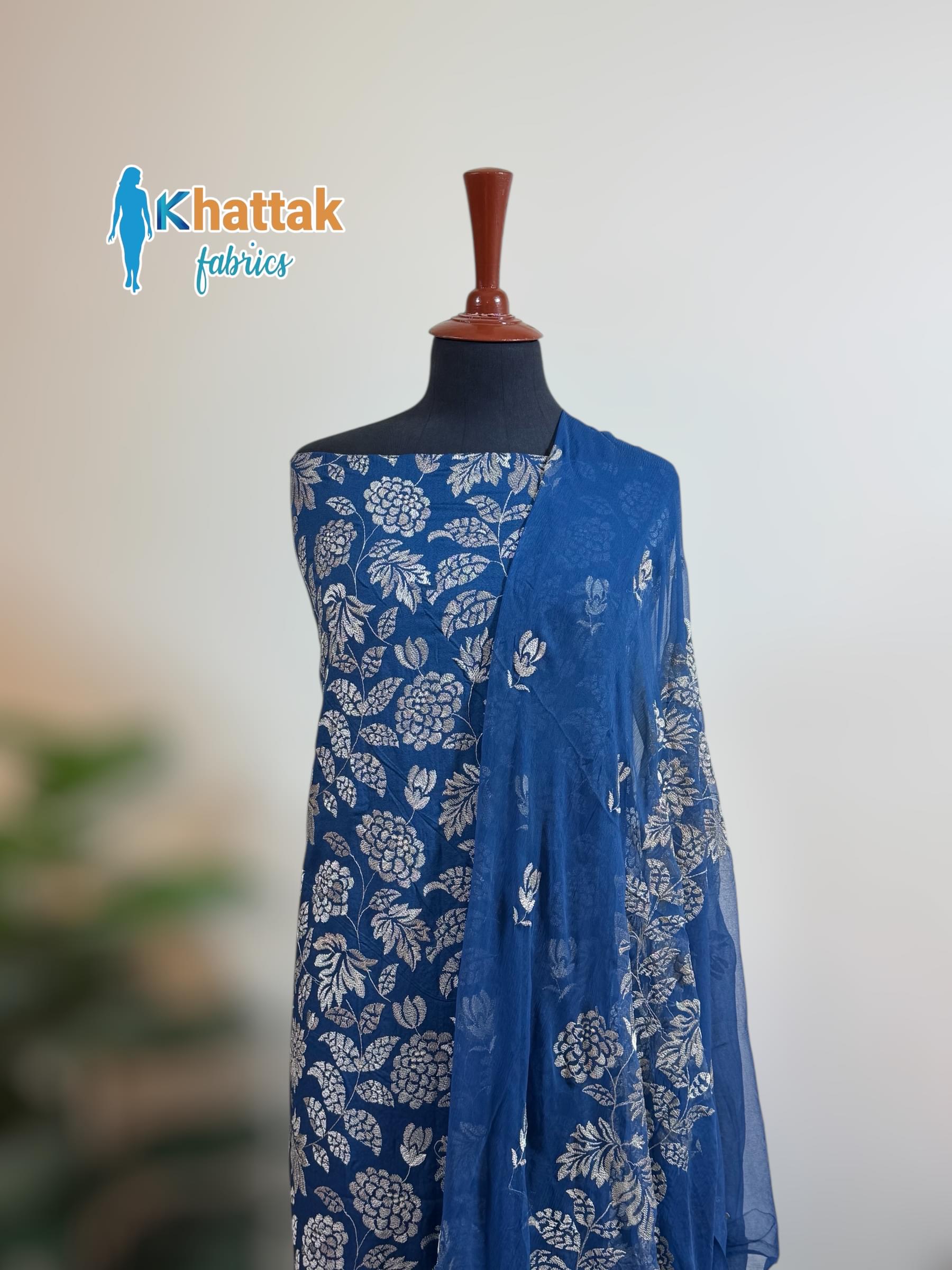 Winter Karandi 3PC KF-117 Navy Blue Suit – Khattak Fabrics