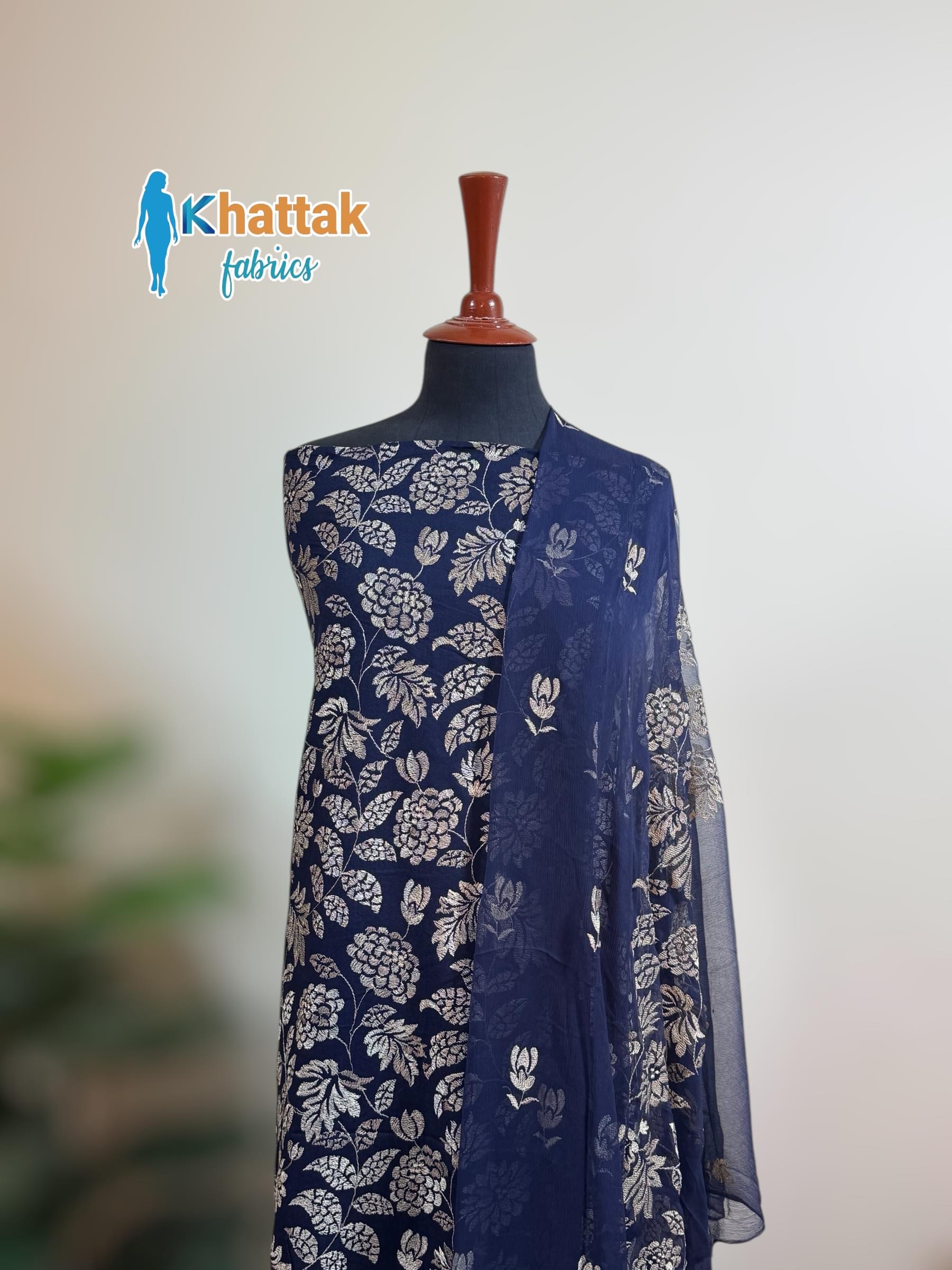 Winter Karandi 3PC Suit KF-119 Winter Karandi 3PC Suit KF-119 Navy Blue – Khattak Fabrics