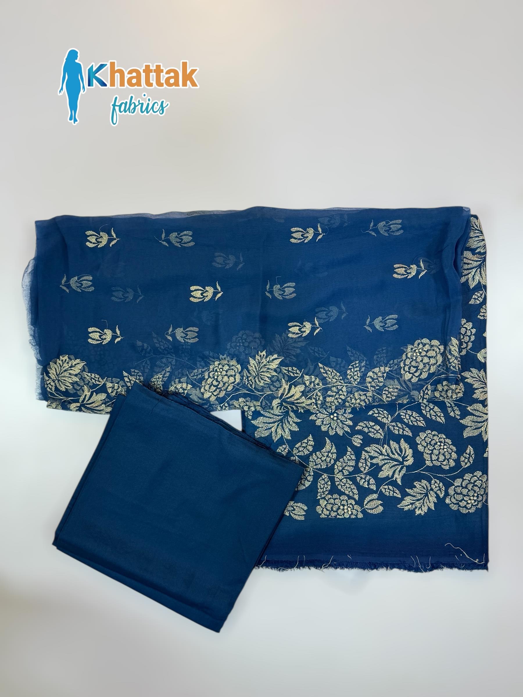 KF-117 Navy Blue Winter Karandi Suit – Khattak Fabrics