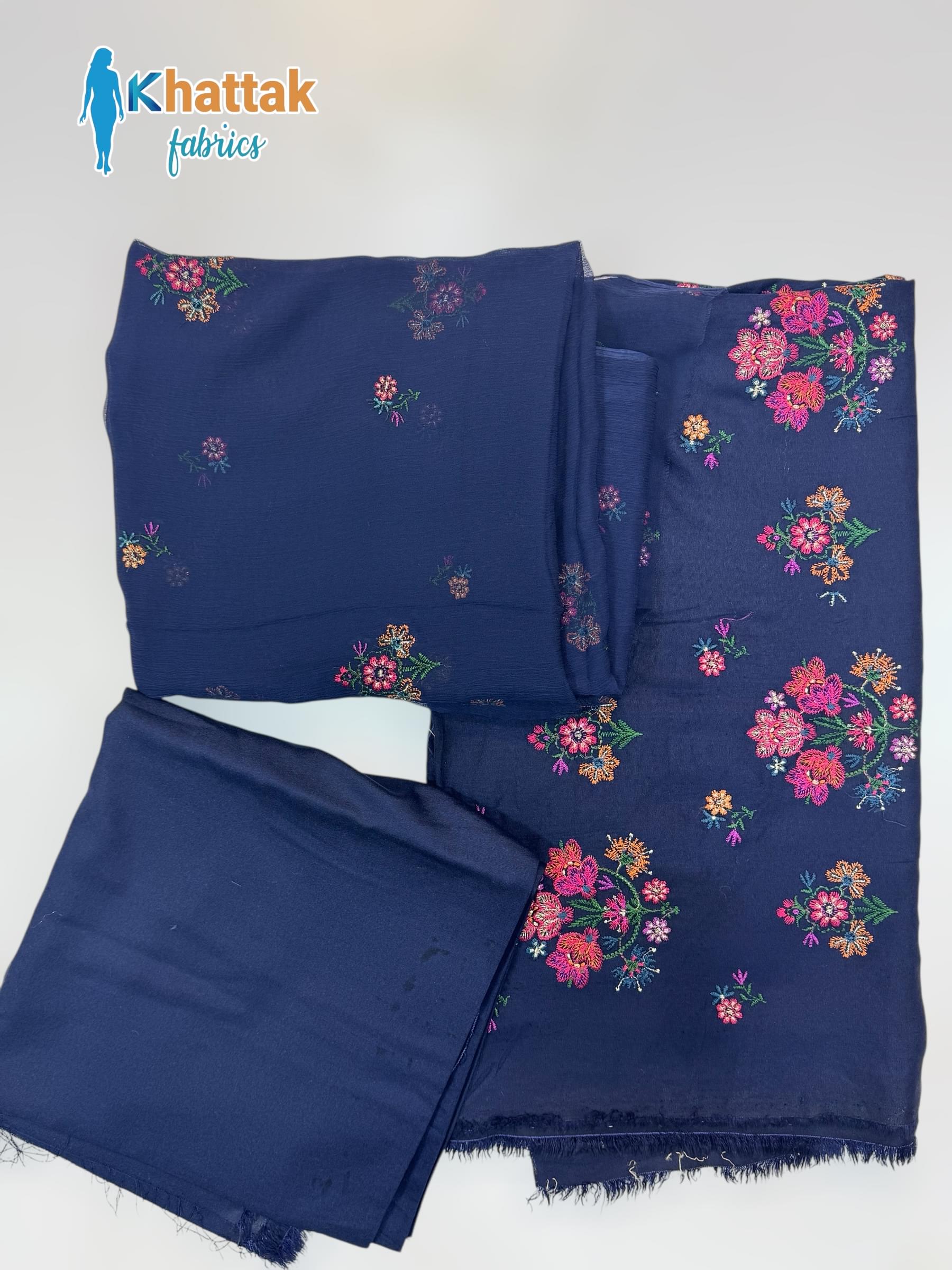 Winter Karandi 3PC KF-126 Embroidered Suit Front View